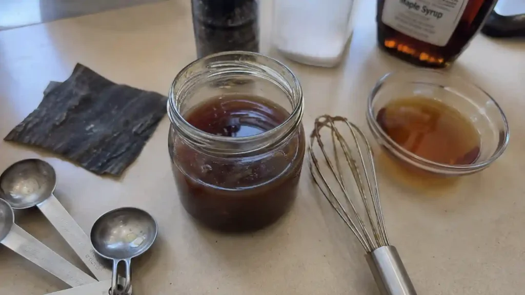 quick homemade vegan fish sauce substitute recipe in a glass jar