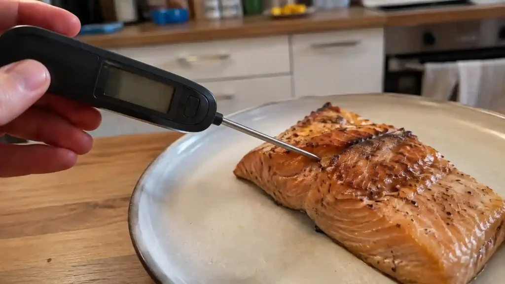pressing salmon skin-side down in a hot skillet