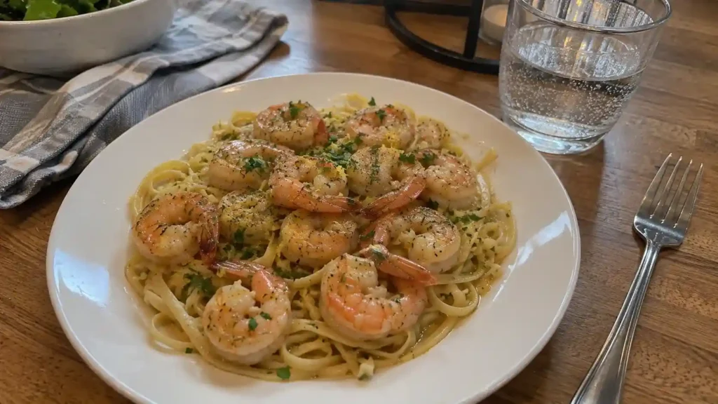 finished shrimp scampi recipe without wine ready to serve