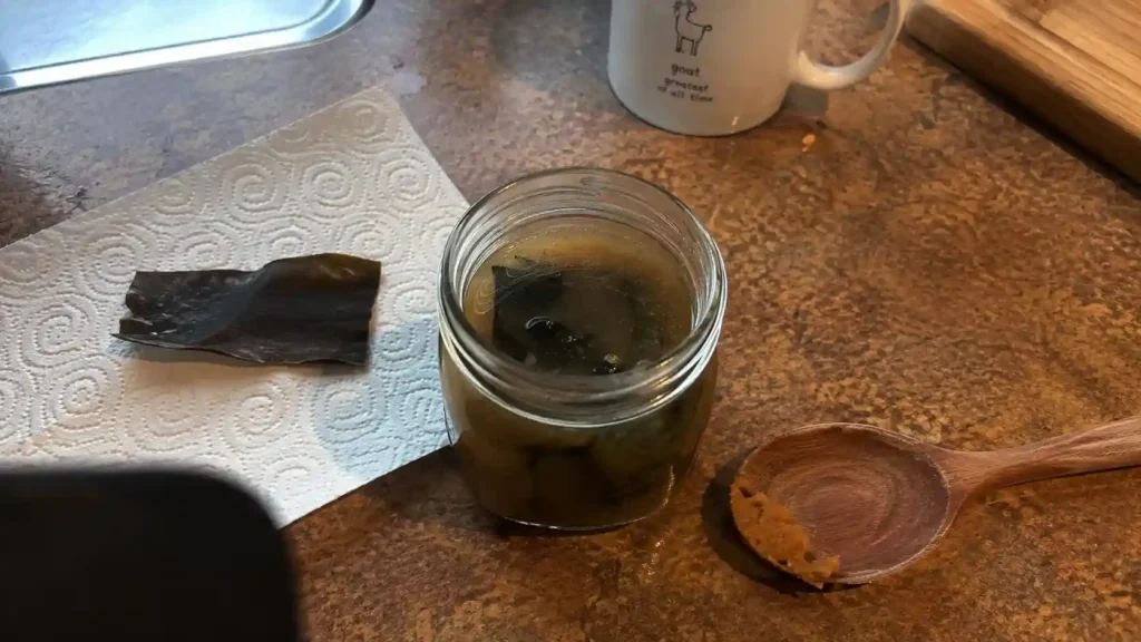 homemade vegan fish sauce substitute made with miso and kombu seaweed
