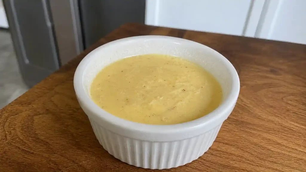 Chilled crab brulee custard before adding the sugar topping